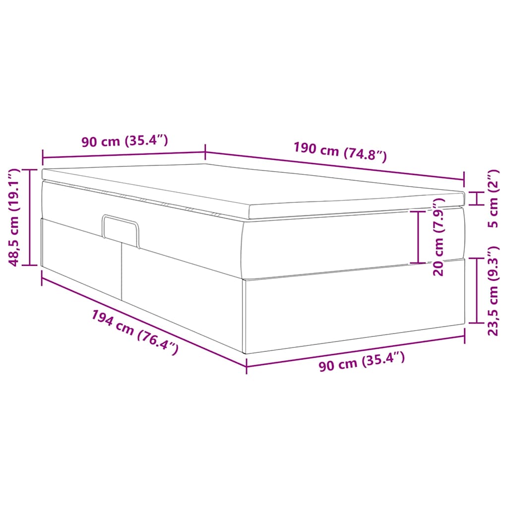 vidaXL Opbergbed met matras Lichtgrijs 120 x 190 cm Polyester