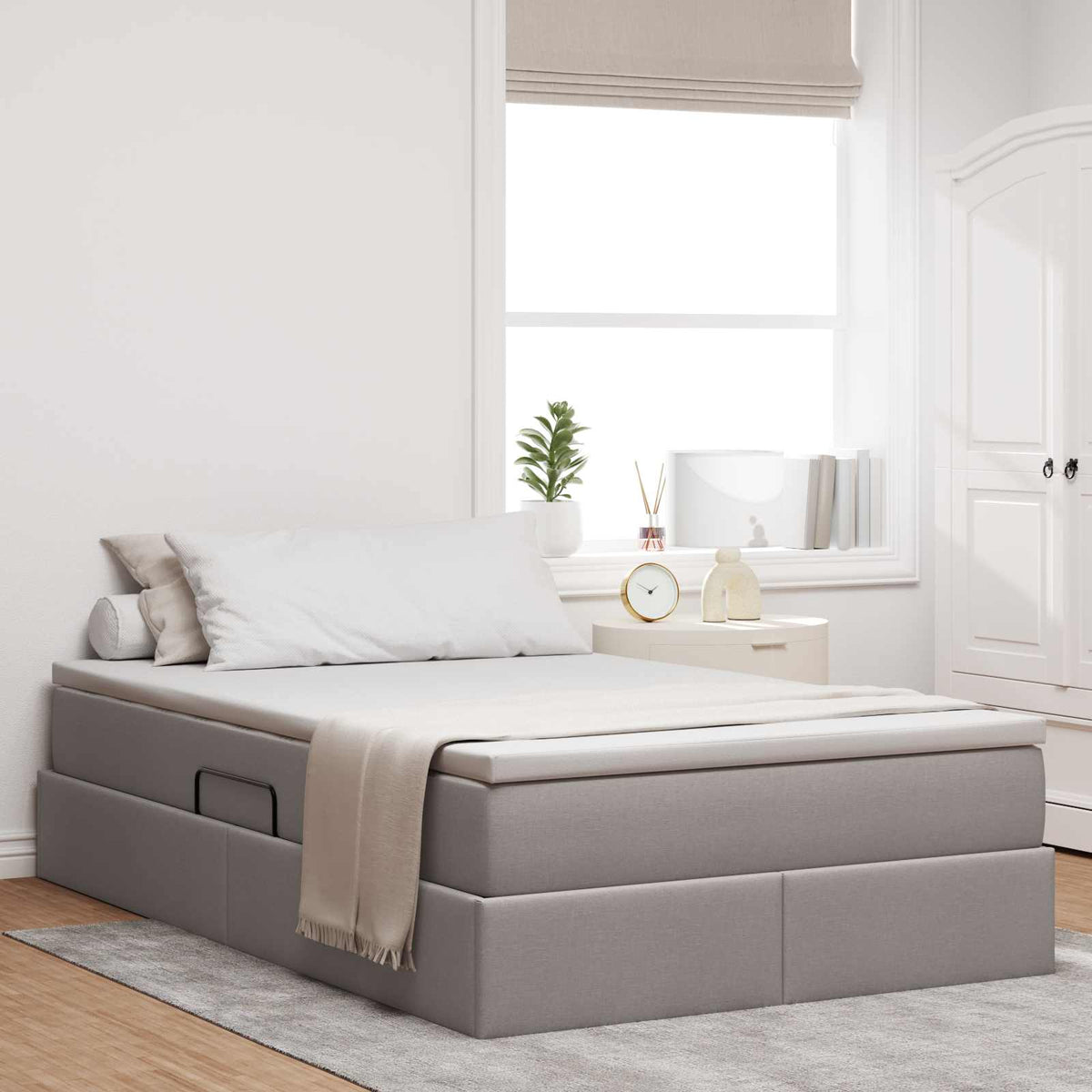 vidaXL Opbergbed met matras Lichtgrijs 120 x 190 cm Polyester