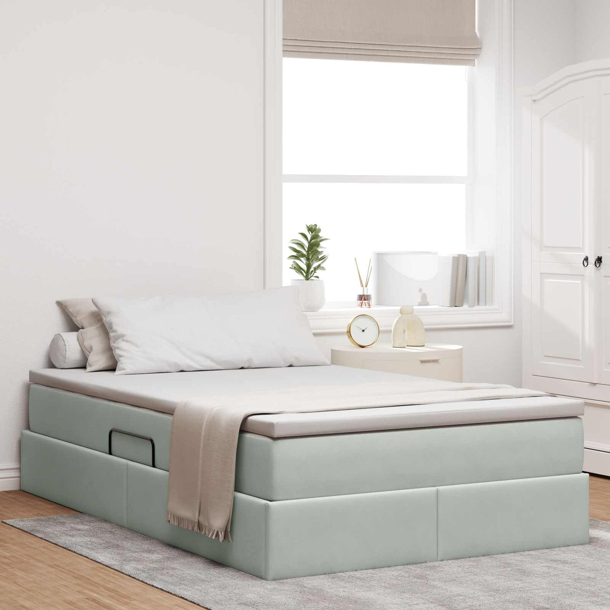vidaXL Opbergbed met matras met matras Lichtgrijs 120 x 190 cm Fluweel
