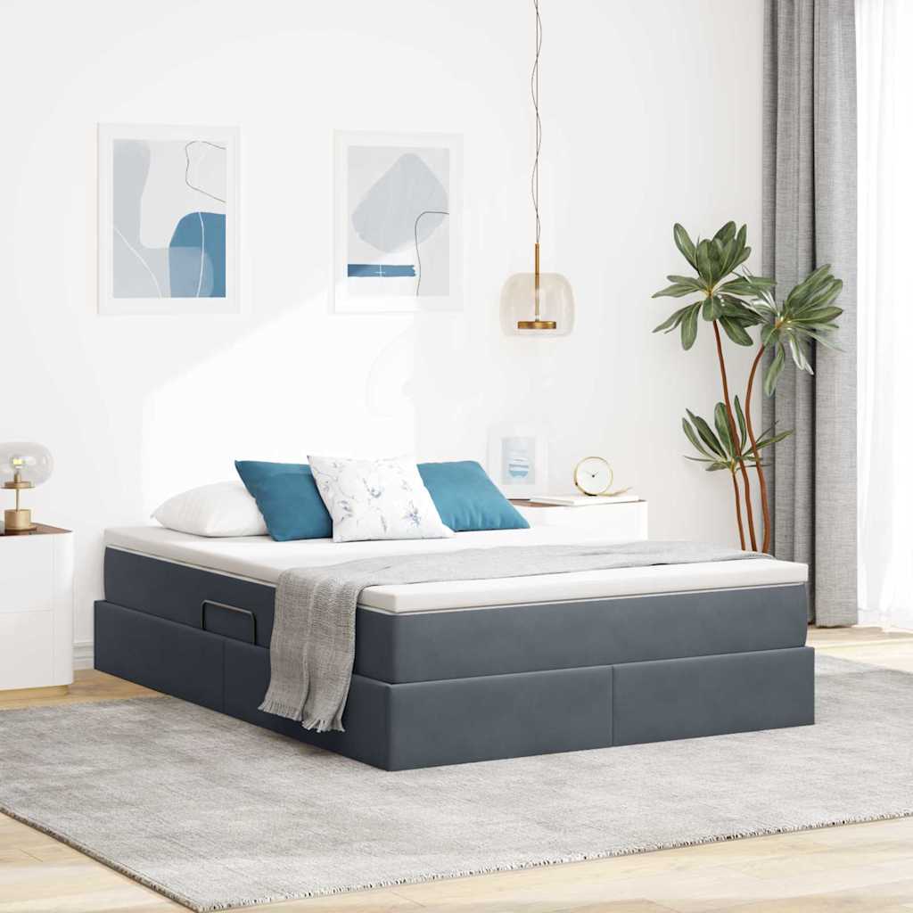 vidaXL Opbergbed met matras met matras Lichtgrijs 120 x 190 cm Fluweel
