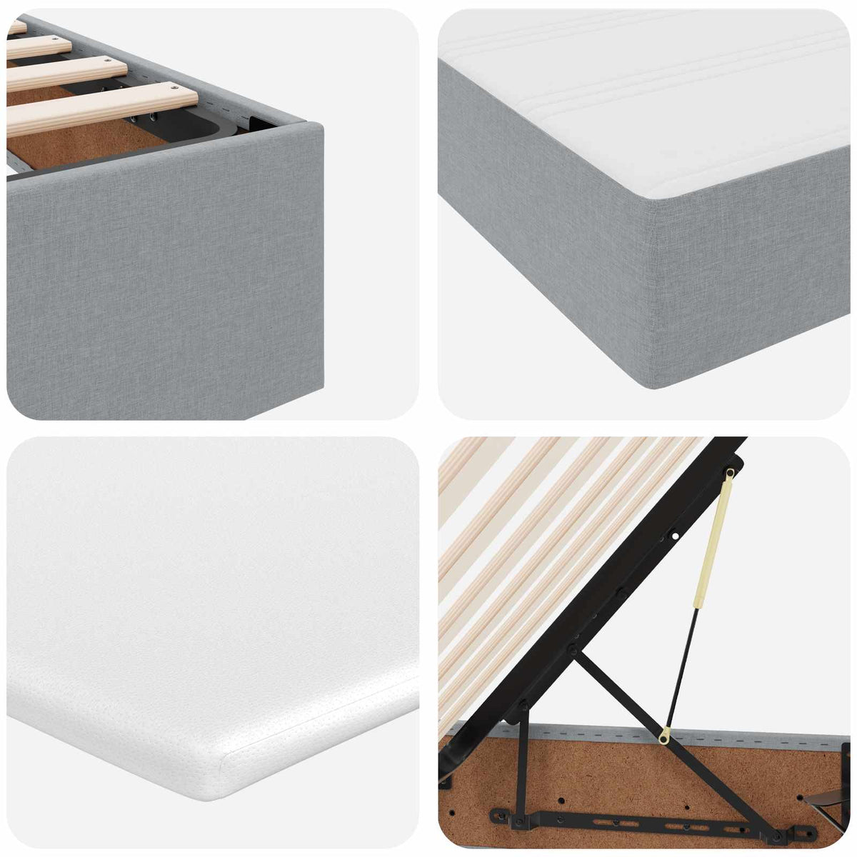 vidaXL Opbergbed met matras Lichtgrijs 200 x 200 cm Polyester