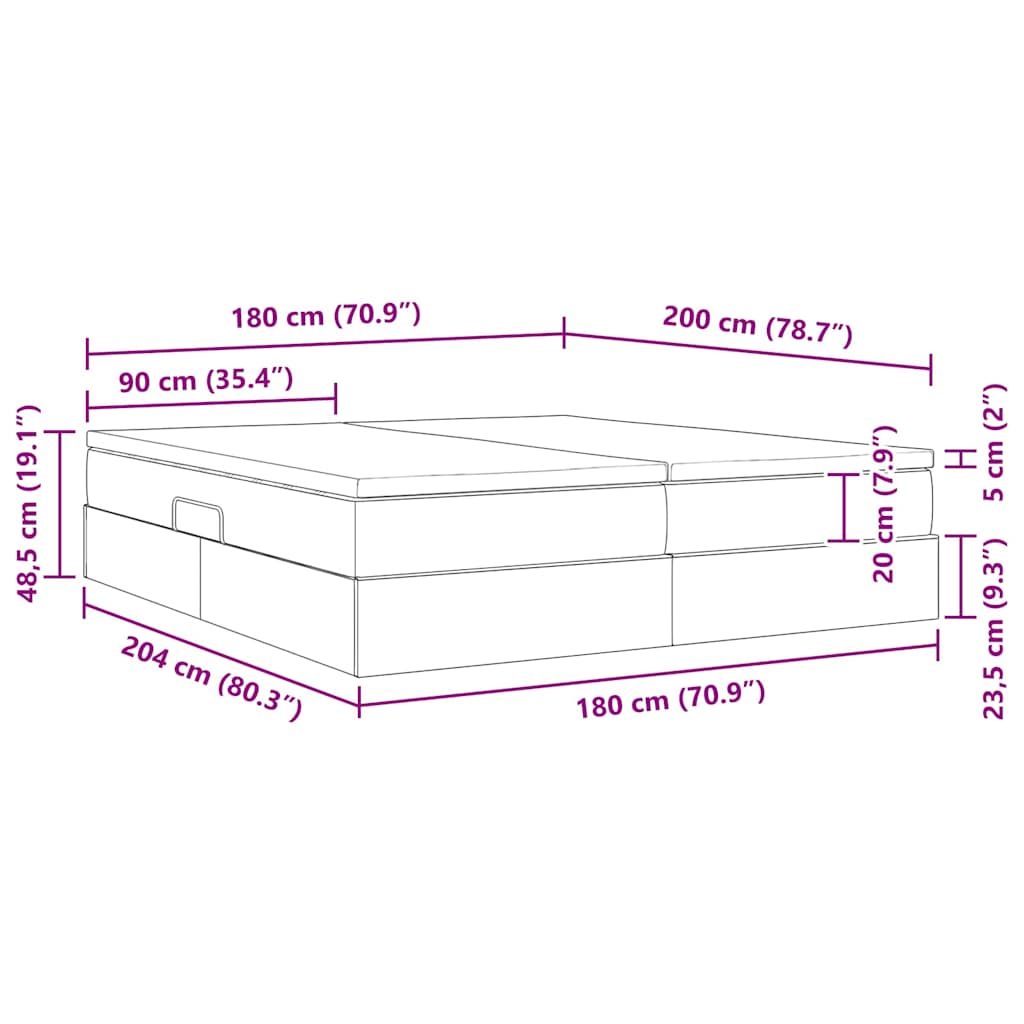 vidaXL Opbergbed met matras Lichtgrijs 200 x 200 cm Polyester