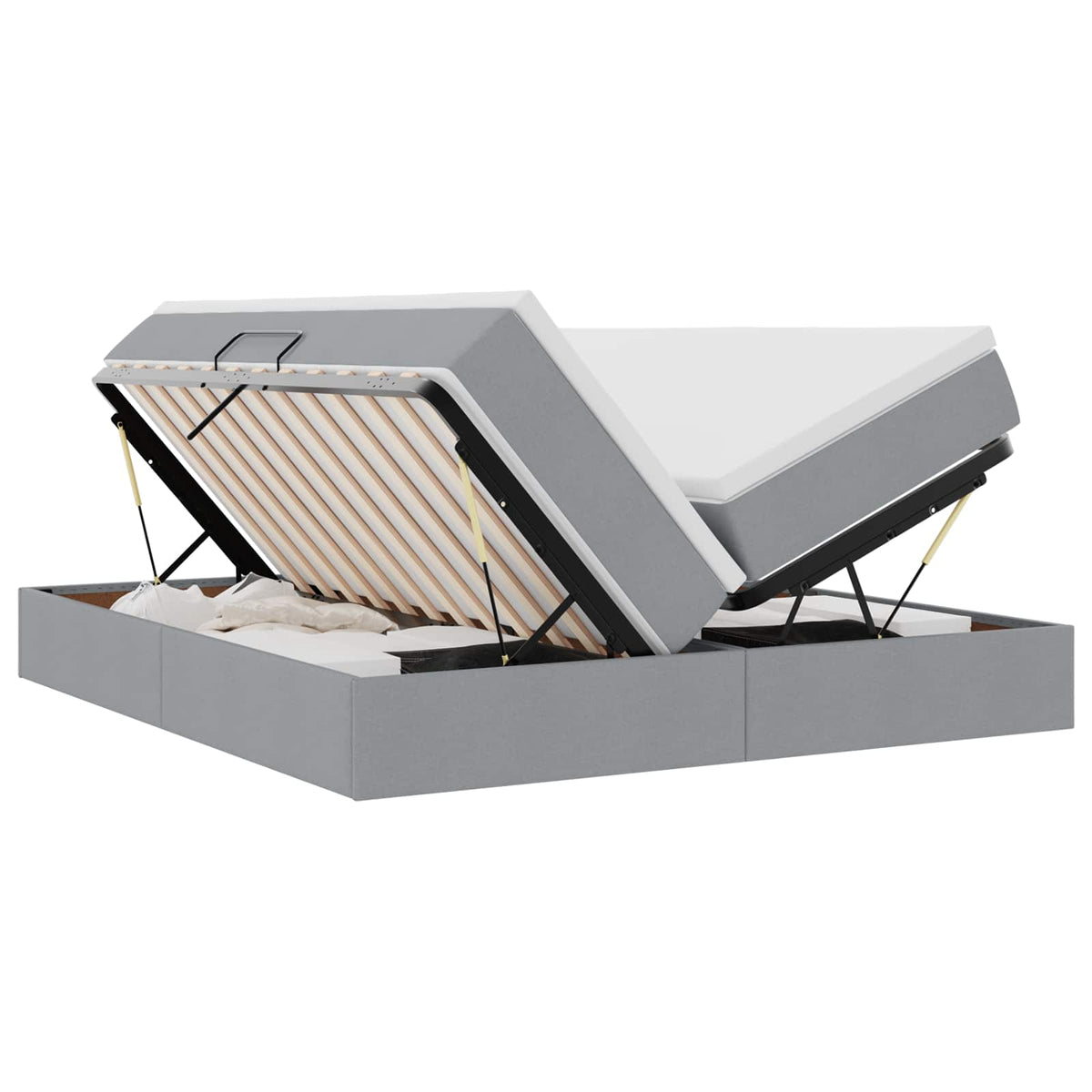 vidaXL Opbergbed met matras Lichtgrijs 200 x 200 cm Polyester