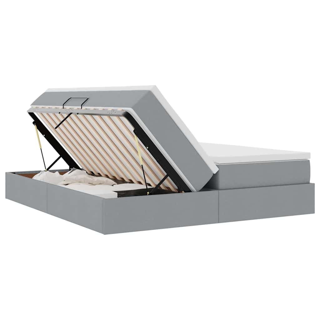 vidaXL Opbergbed met matras Lichtgrijs 200 x 200 cm Polyester