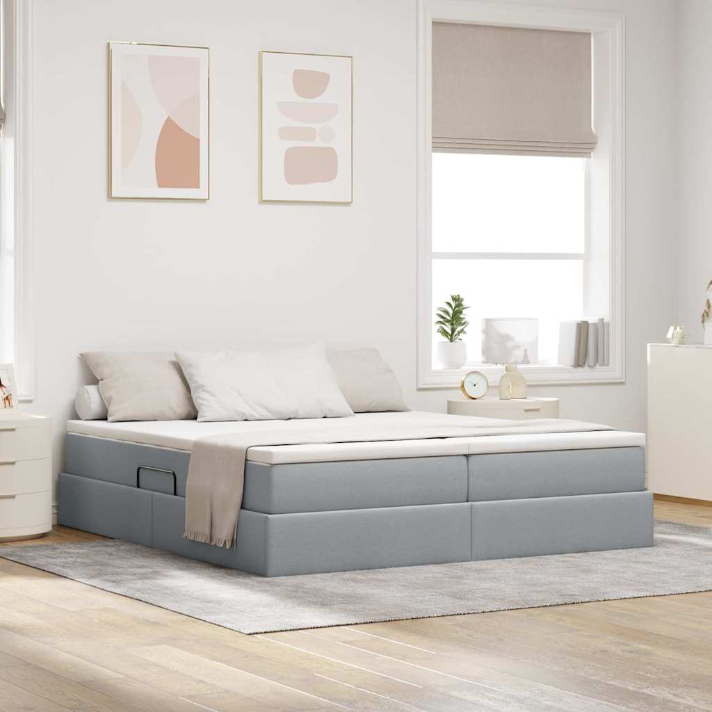vidaXL Opbergbed met matras Lichtgrijs 200 x 200 cm Polyester