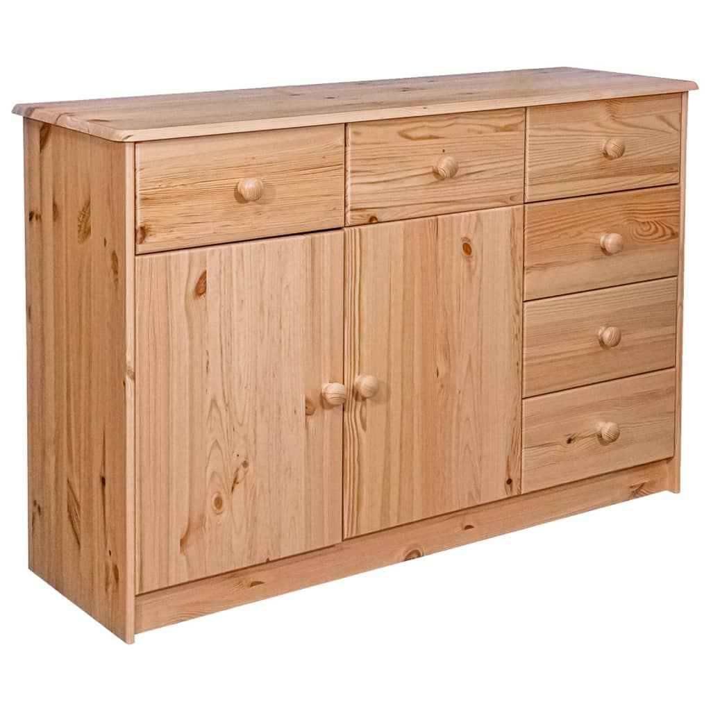 vidaXL Dressoir met 6 lades 113x35x73 cm massief grenenhout