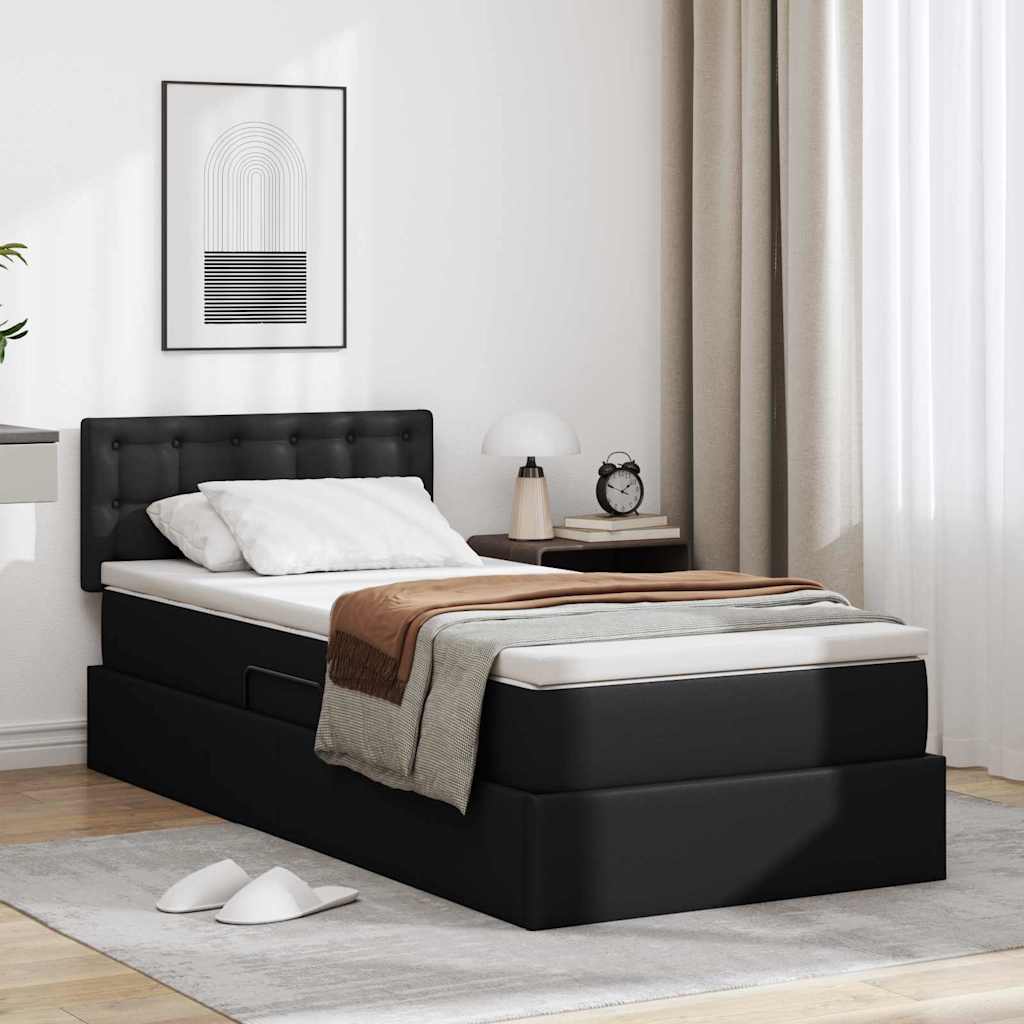 vidaXL Bed met LED -striplichten met hoofdeinde Zwart 120 x 200 cm PVC