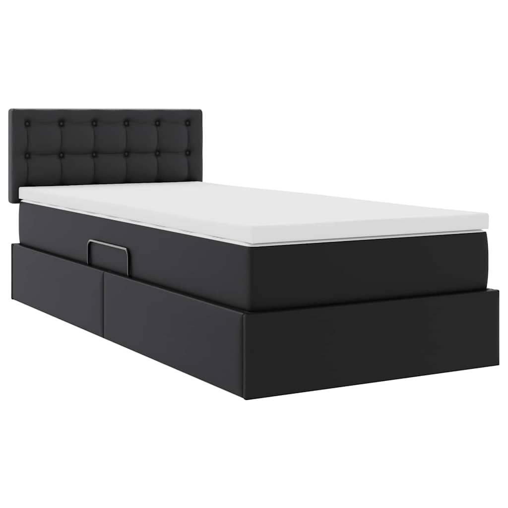 vidaXL Bed met LED -striplichten met hoofdeinde Zwart 120 x 200 cm PVC