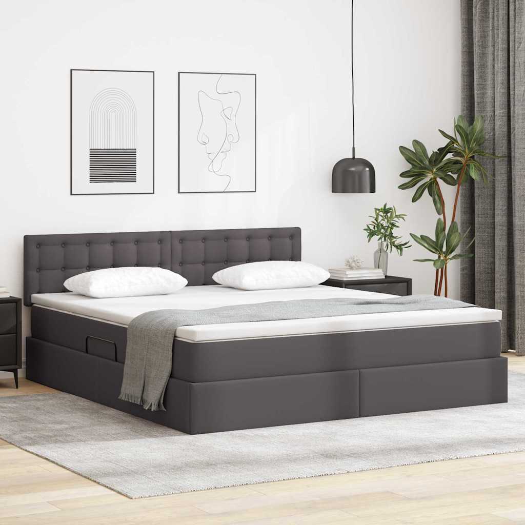 vidaXL Bed met LED -striplichten met hoofdeinde Zwart 120 x 200 cm PVC