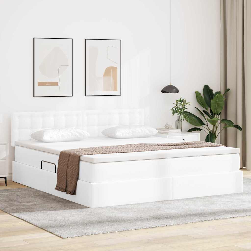 vidaXL Bed met LED -striplichten met hoofdeinde Zwart 120 x 200 cm PVC