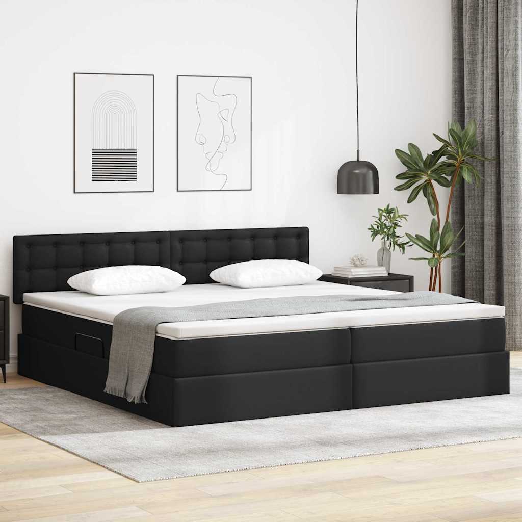 vidaXL Bed met LED -striplichten met hoofdeinde Zwart 120 x 200 cm PVC