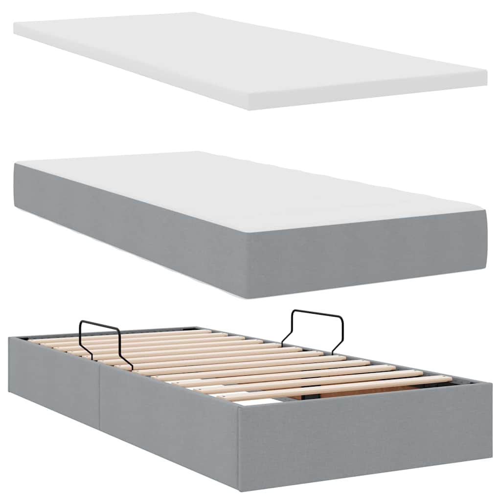 vidaXL Opslag bed met matras Lichtgrijs 120 x 190 cm Nep Leer