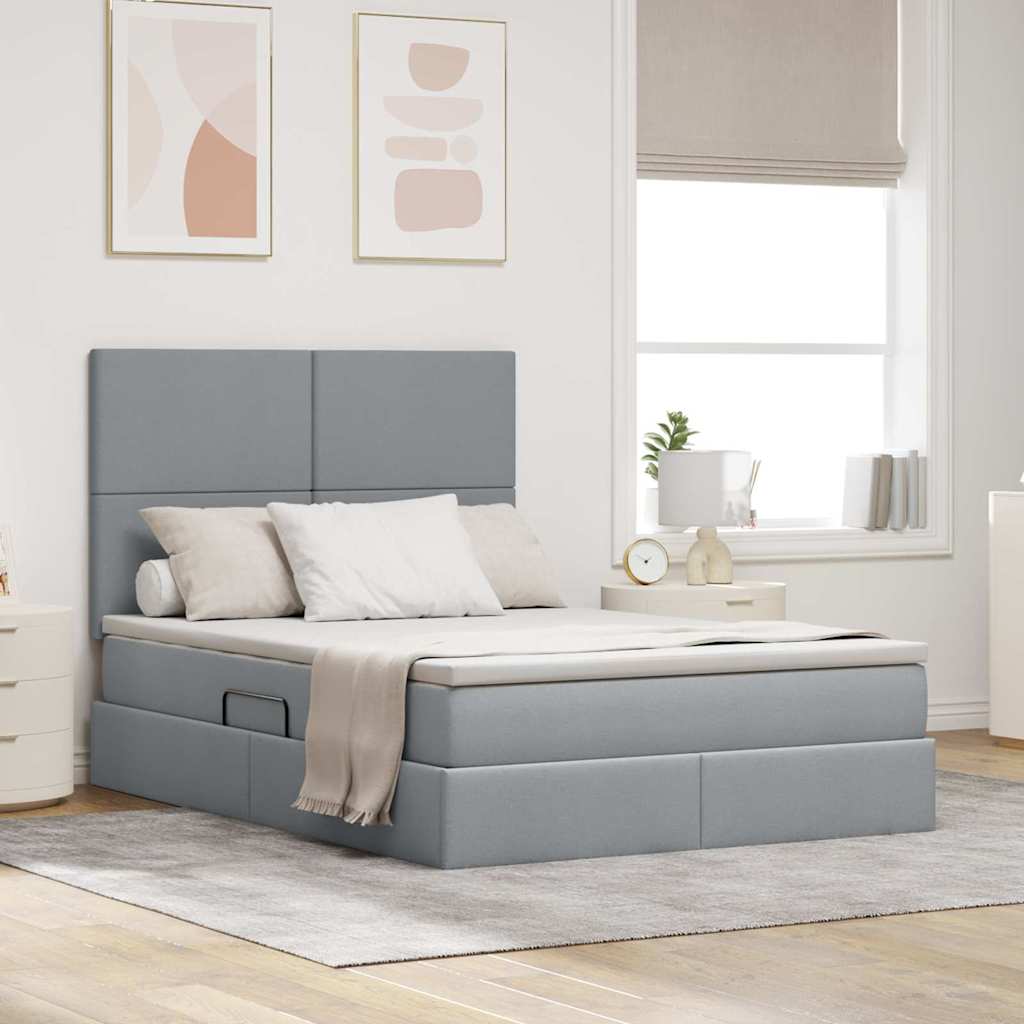 vidaXL Opslag bed met matras Lichtgrijs 120 x 190 cm Nep Leer