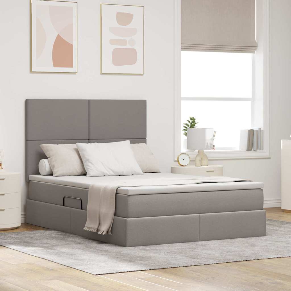 vidaXL Opslag bed met matras Lichtgrijs 120 x 190 cm Nep Leer