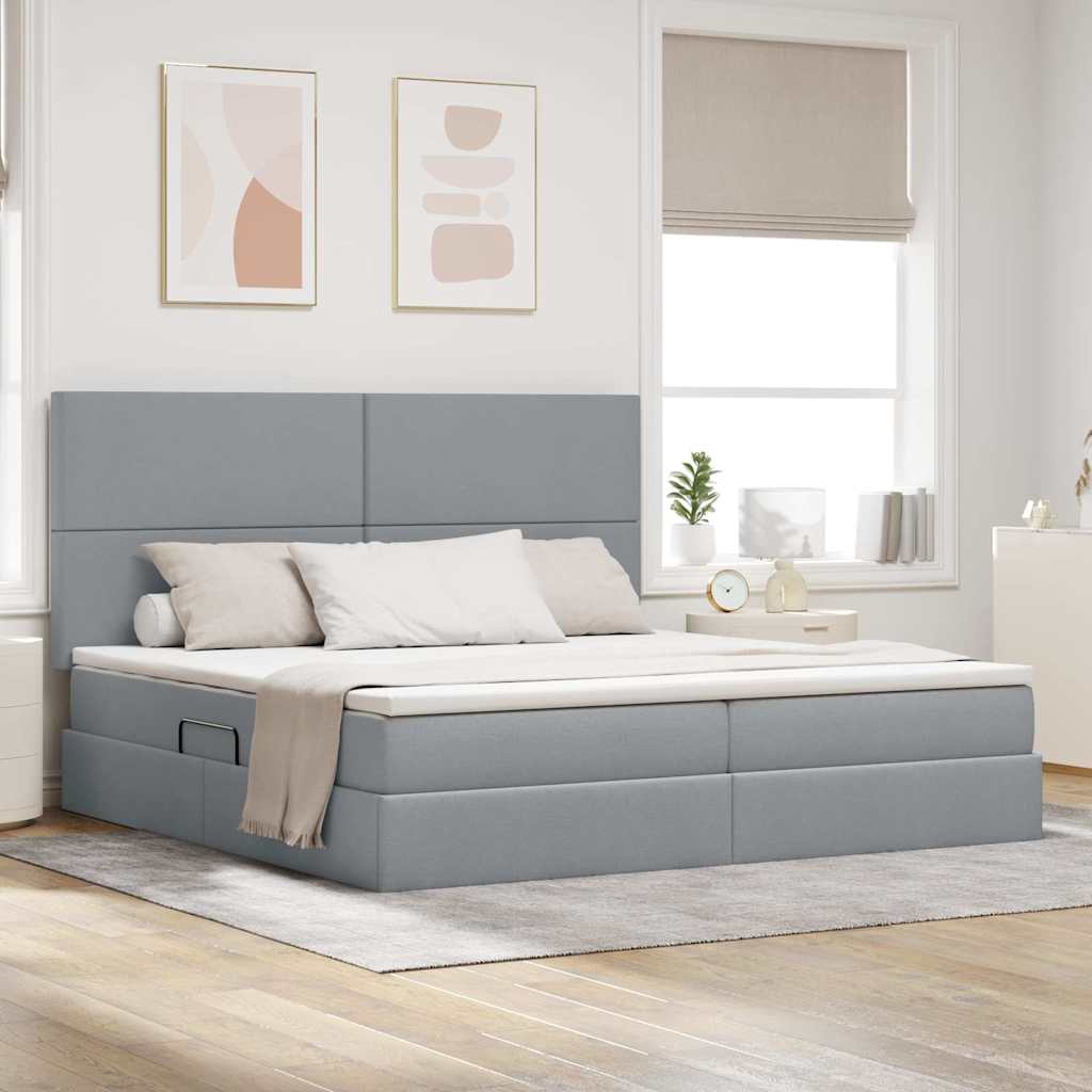 vidaXL Opslag bed met matras Lichtgrijs 120 x 190 cm Nep Leer