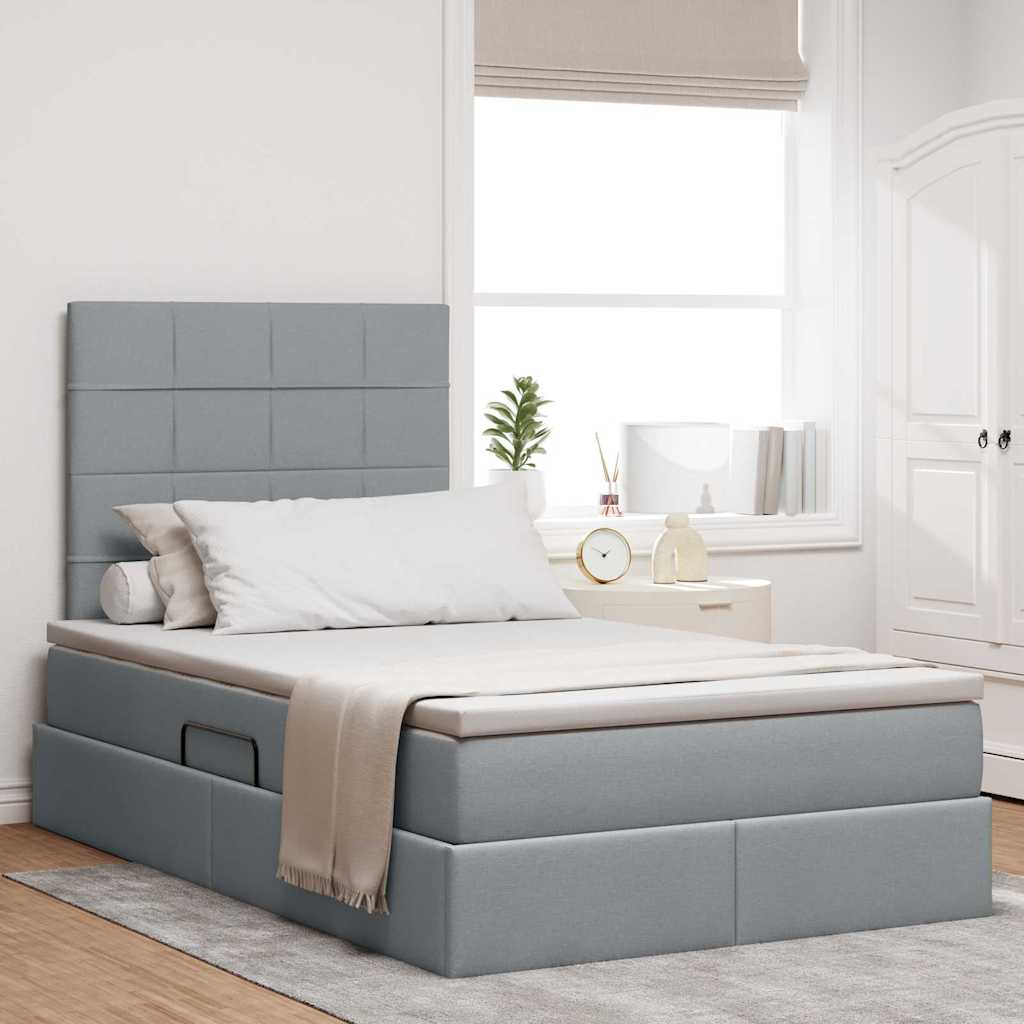 vidaXL Opslag bed met matras Lichtgrijs 120 x 190 cm Nep Leer