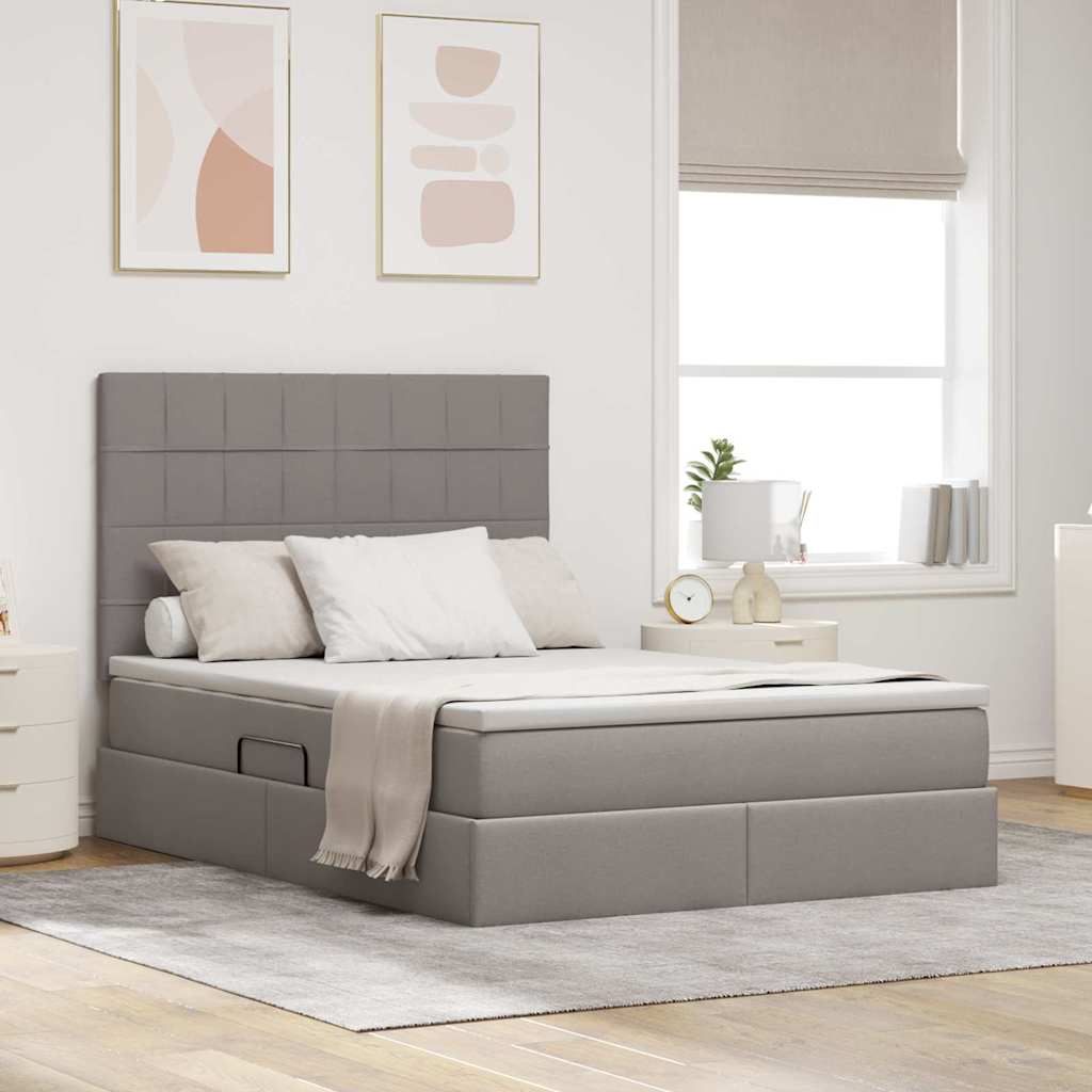 vidaXL Opslag bed met matras Lichtgrijs 120 x 190 cm Nep Leer