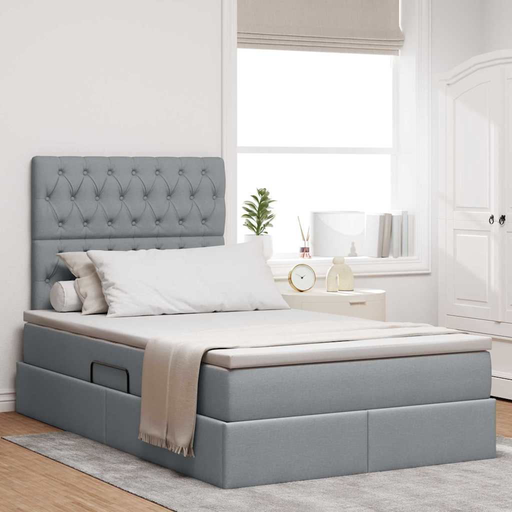 vidaXL Opslag bed met matras Lichtgrijs 120 x 190 cm Nep Leer