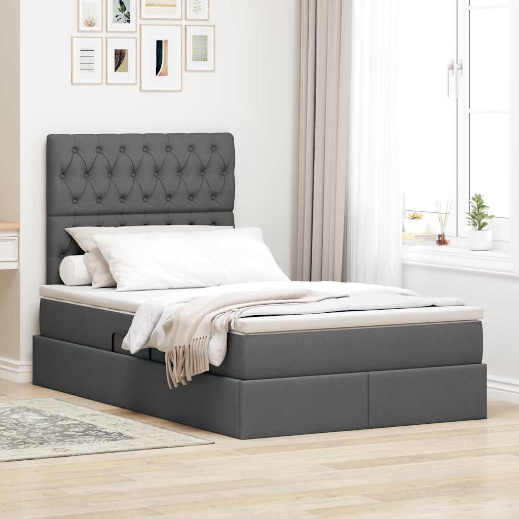 vidaXL Opslag bed met matras Lichtgrijs 120 x 190 cm Nep Leer