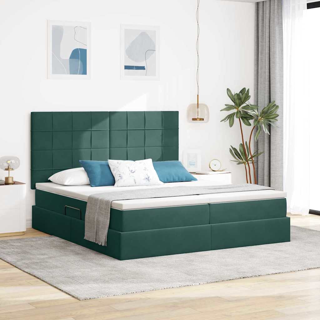 vidaXL Opslag bed met matras Donkergroen 180 x 200 cm Fluweel