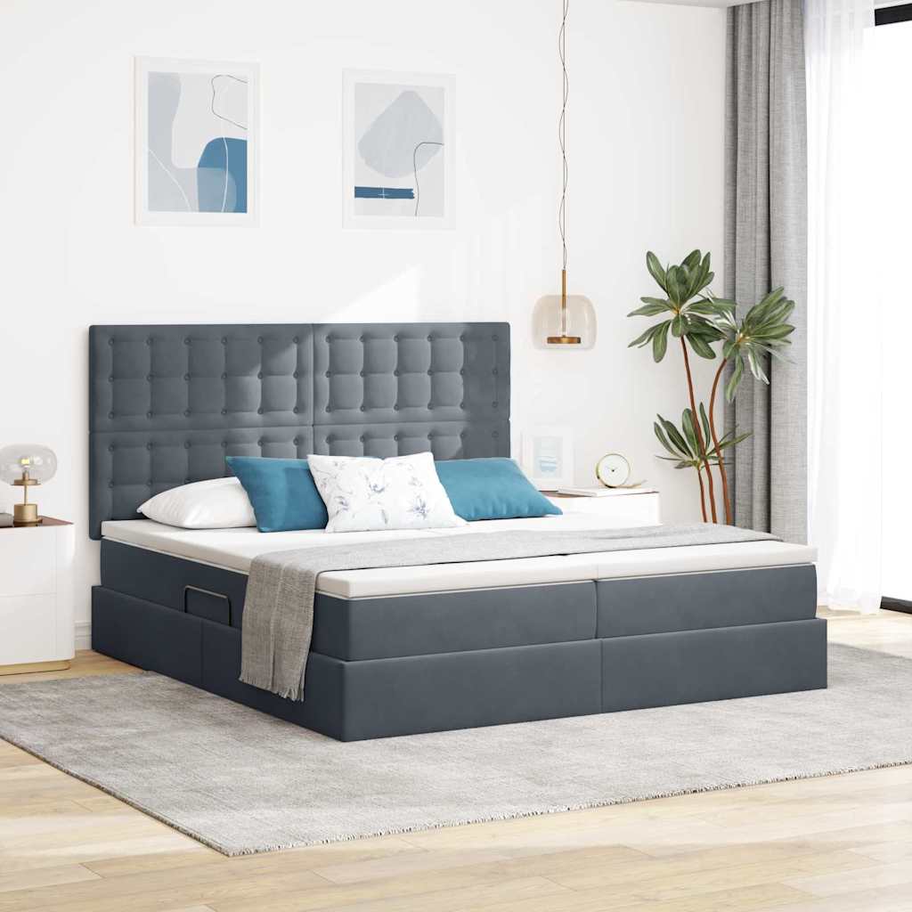 vidaXL Opslag bed met matras Donkergroen 180 x 200 cm Fluweel