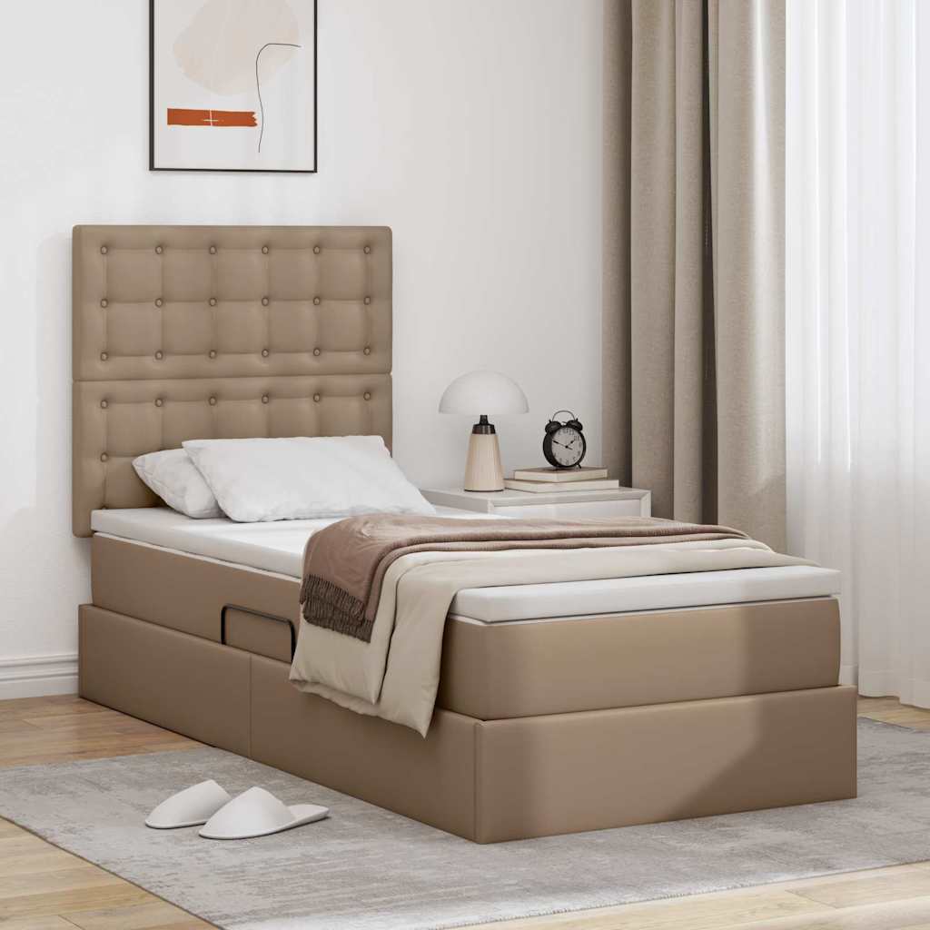 vidaXL Bed met LED -striplichten met hoofdeinde Zwart 120 x 200 cm PVC