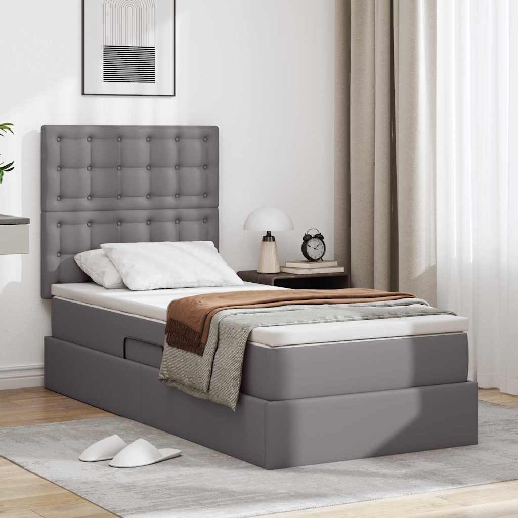vidaXL Bed met LED -striplichten met hoofdeinde Zwart 120 x 200 cm PVC