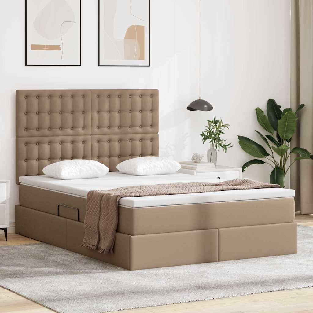 vidaXL Bed met LED -striplichten met hoofdeinde Zwart 120 x 200 cm PVC