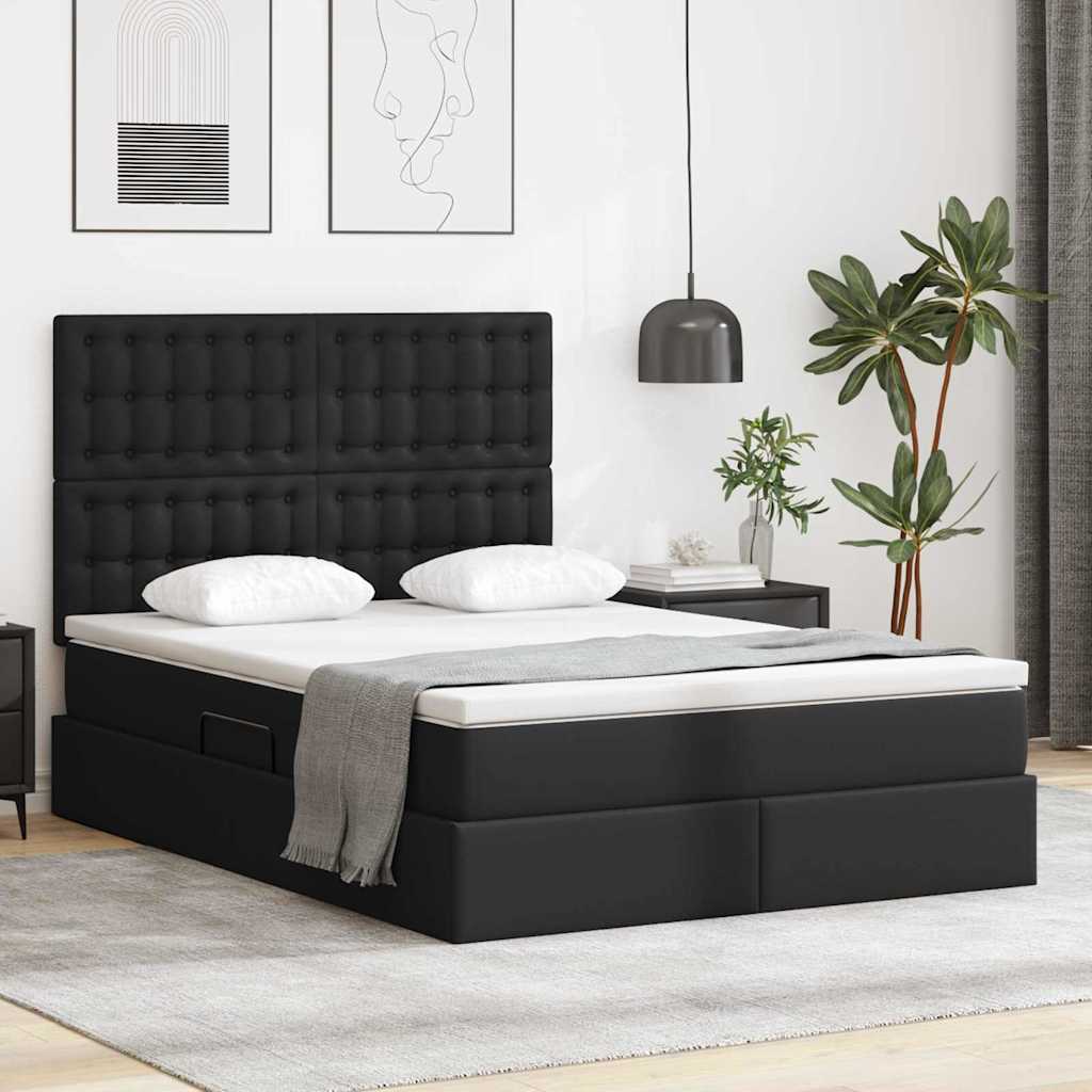 vidaXL Bed met LED -striplichten met hoofdeinde Zwart 120 x 200 cm PVC
