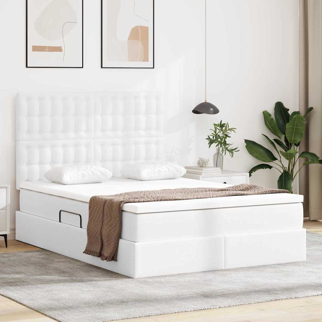 vidaXL Bed met LED -striplichten met hoofdeinde Zwart 120 x 200 cm PVC