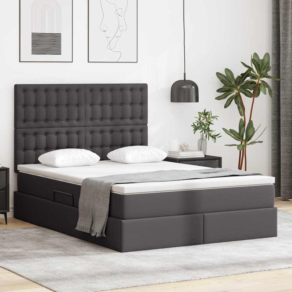vidaXL Bed met LED -striplichten met hoofdeinde Zwart 120 x 200 cm PVC