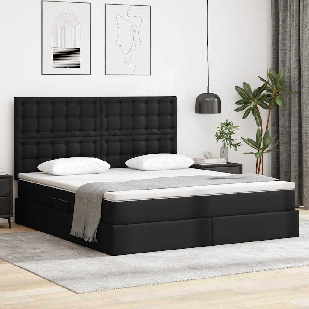 vidaXL Bed met LED -striplichten met hoofdeinde Zwart 120 x 200 cm PVC