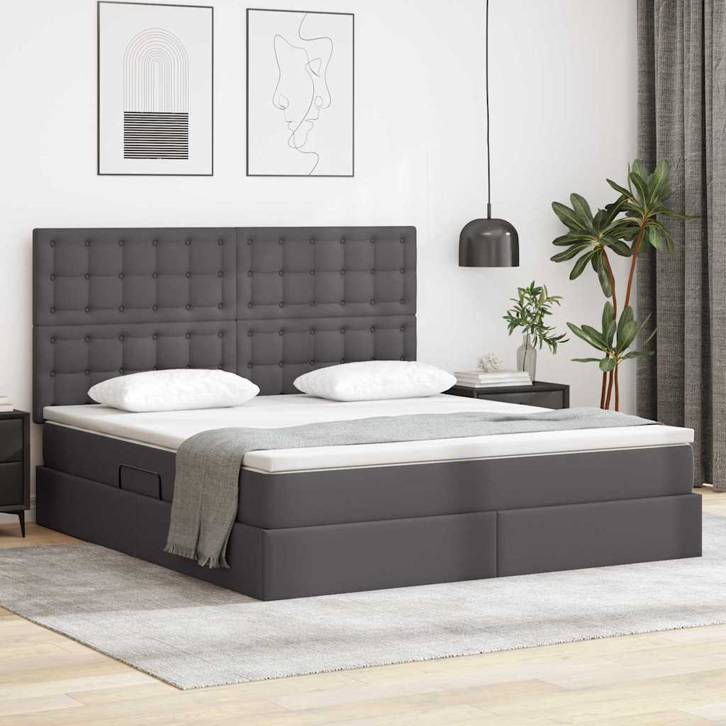 vidaXL Bed met LED -striplichten met hoofdeinde Zwart 120 x 200 cm PVC