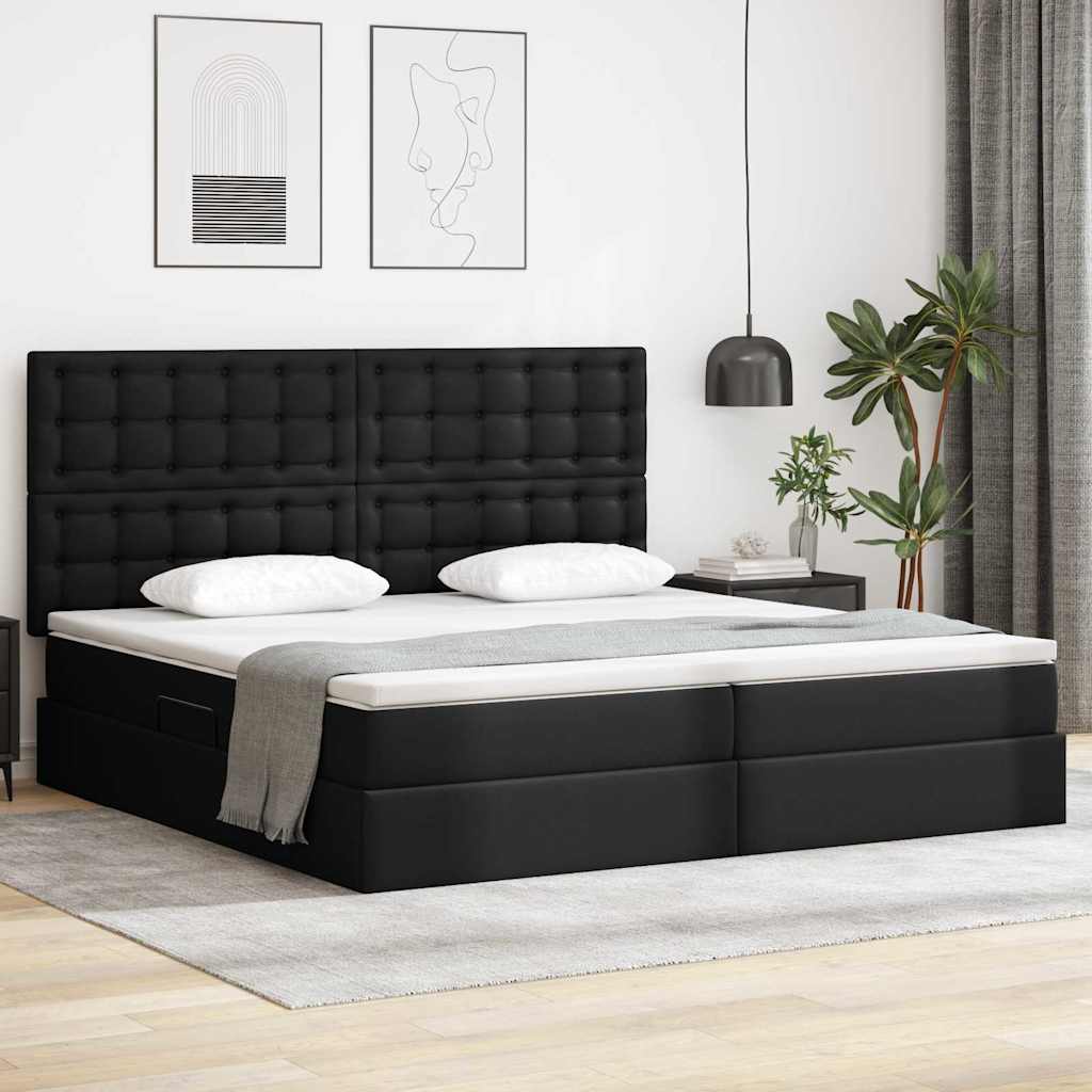 vidaXL Bed met LED -striplichten met hoofdeinde Zwart 120 x 200 cm PVC