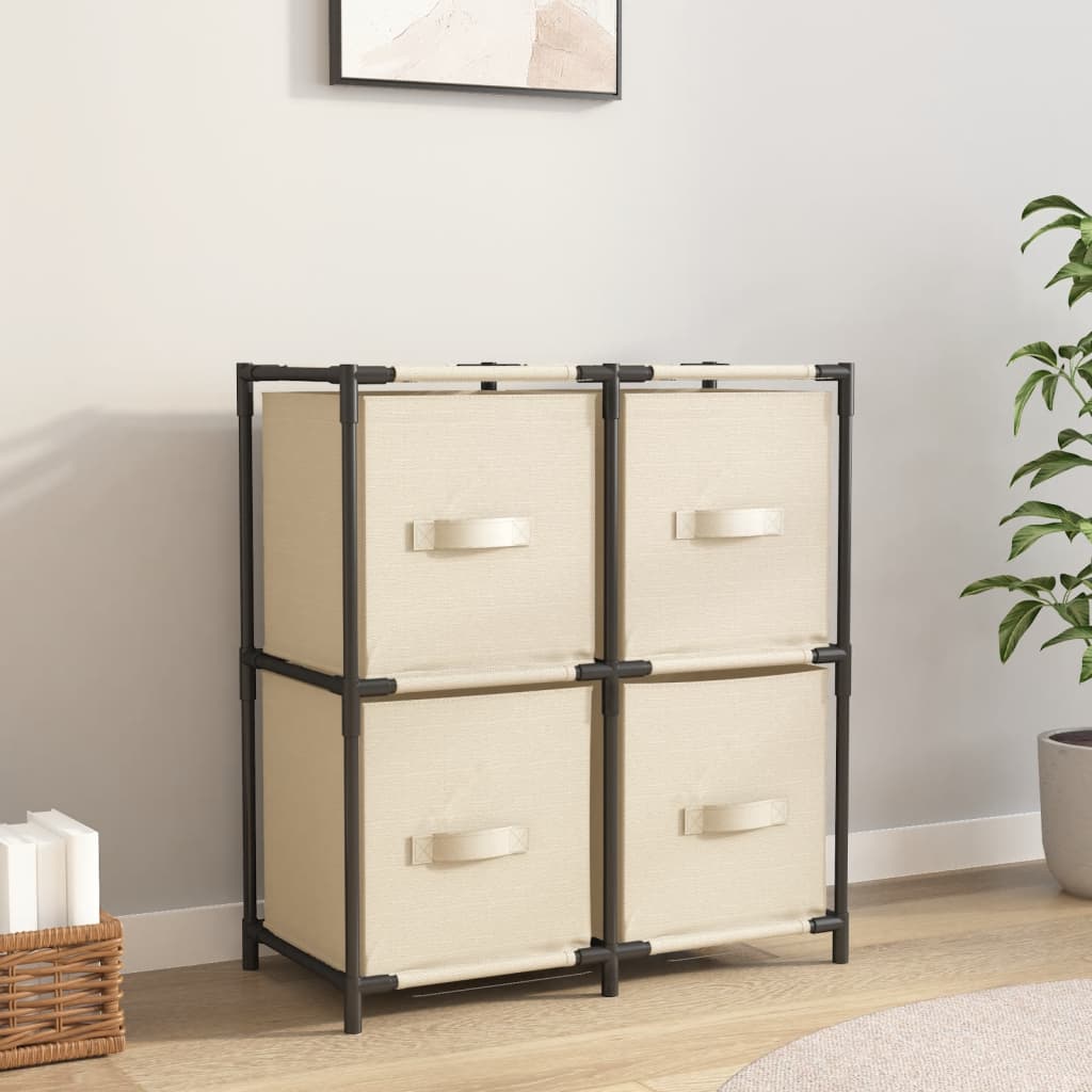 vidaXL Opbergkast met 4 stoffen manden 63x30x71 cm staal zwart - Aashly