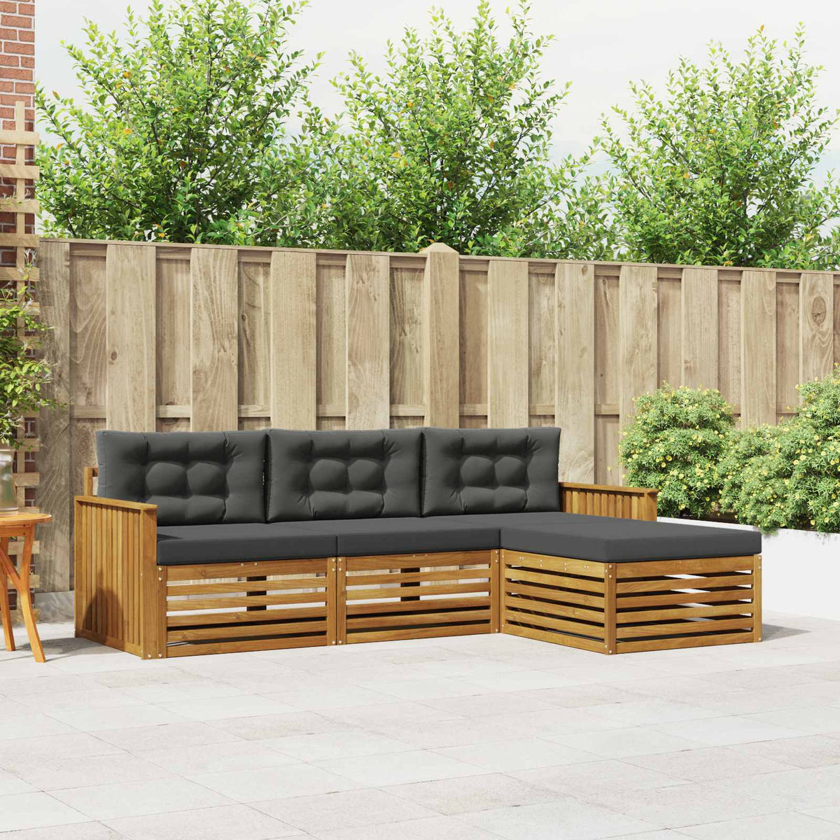 vidaXL Buiten bankenset 4 pcs Naturel