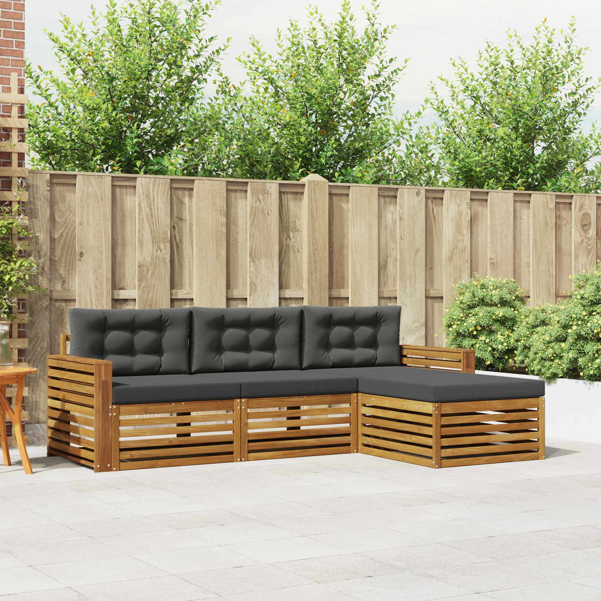 vidaXL Buiten bankenset 4 pcs Naturel