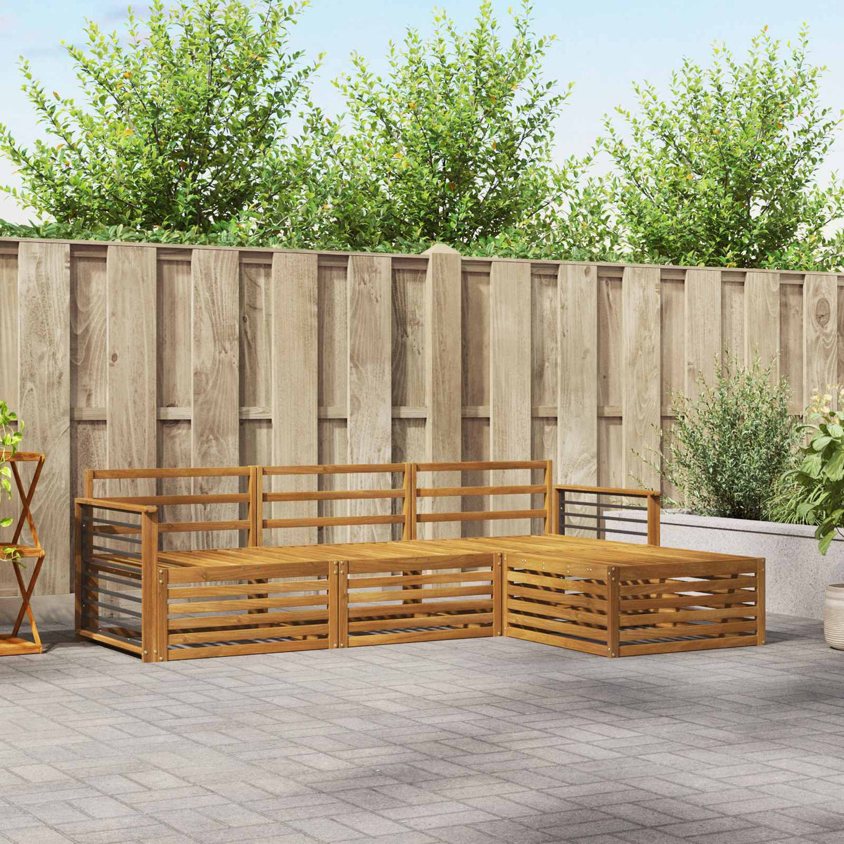 vidaXL Buiten bankenset 4 pcs Naturel