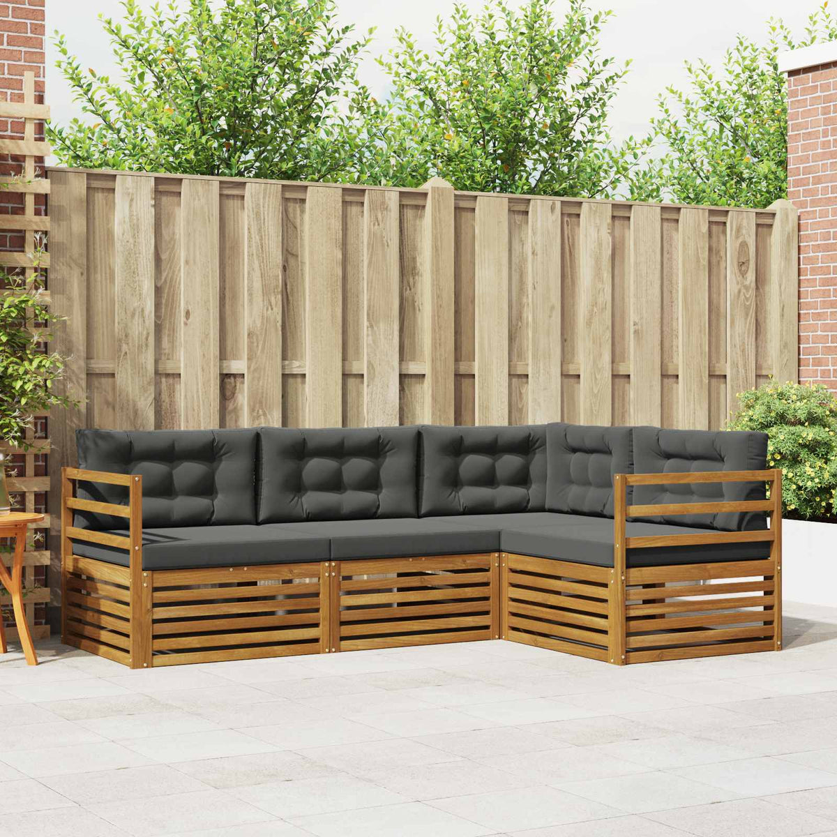 vidaXL Buiten bankenset 4 pcs Naturel