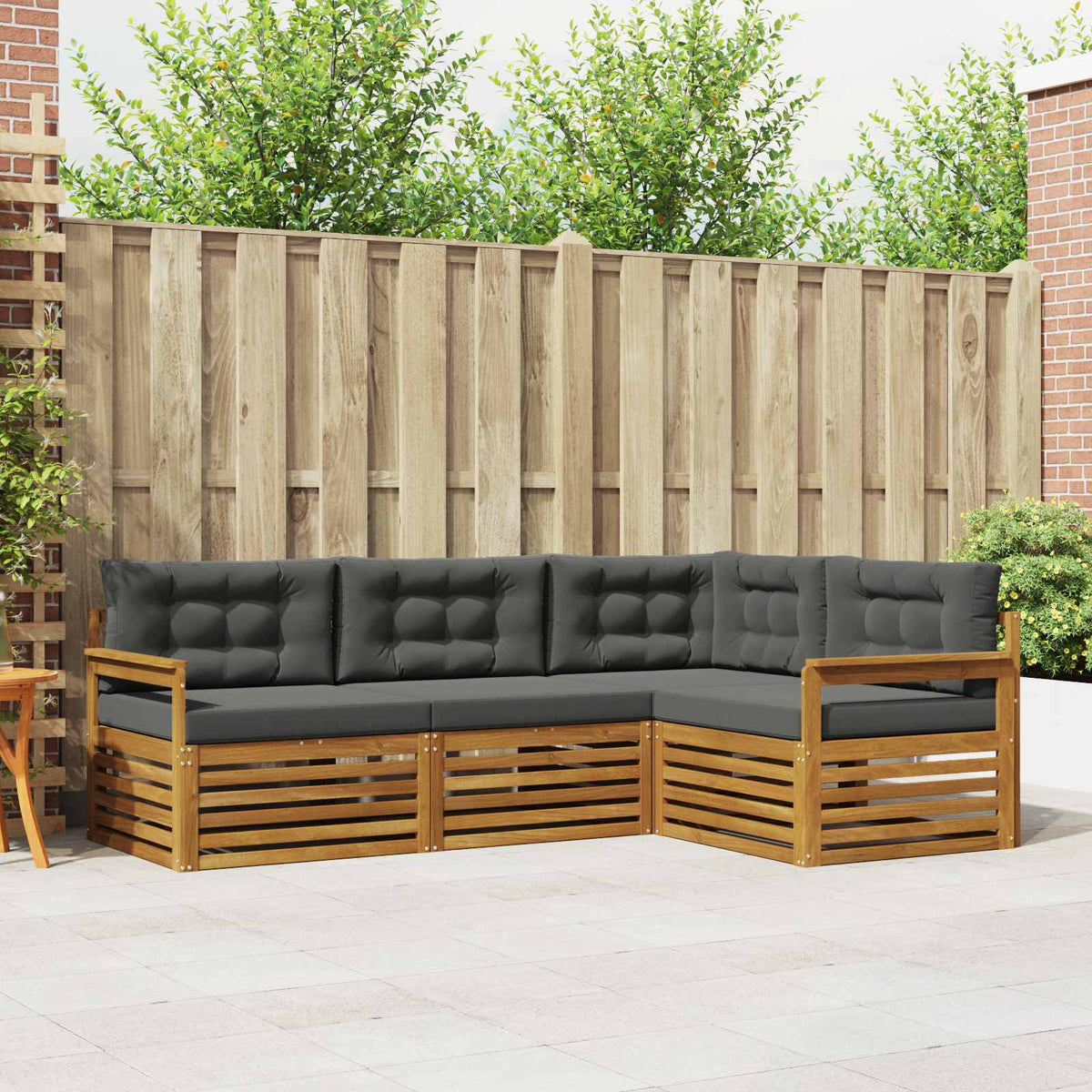 vidaXL Buiten bankenset 4 pcs Naturel