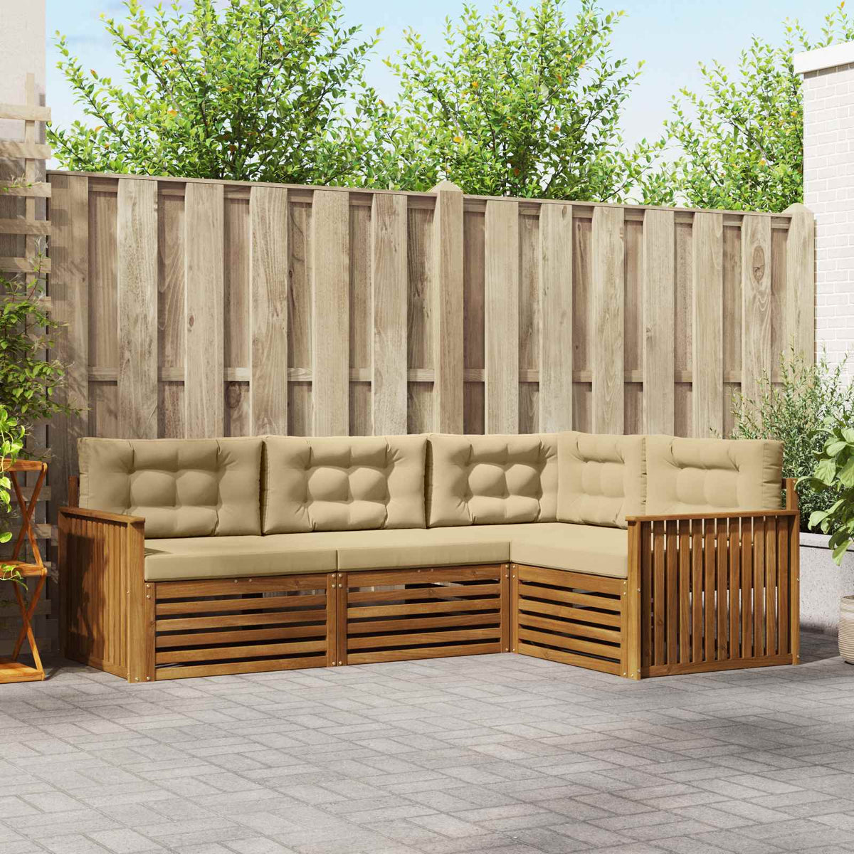 vidaXL Buiten bankenset 4 pcs Naturel