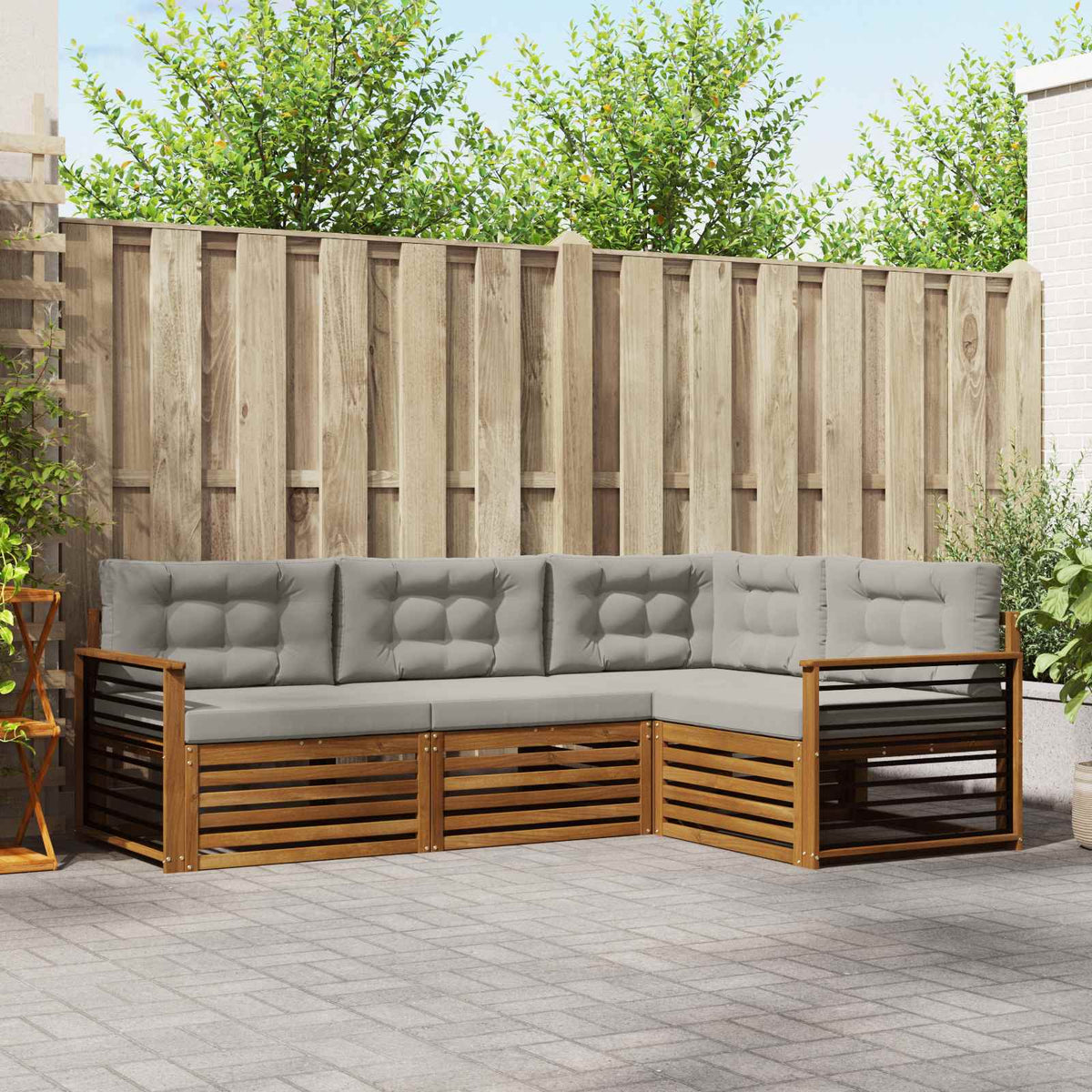 vidaXL Buiten bankenset 4 pcs Naturel