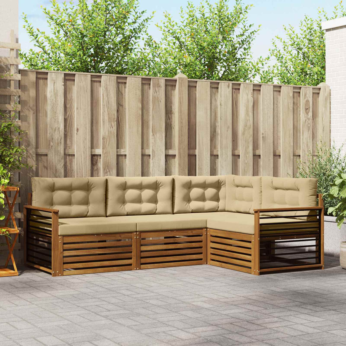 vidaXL Buiten bankenset 4 pcs Naturel
