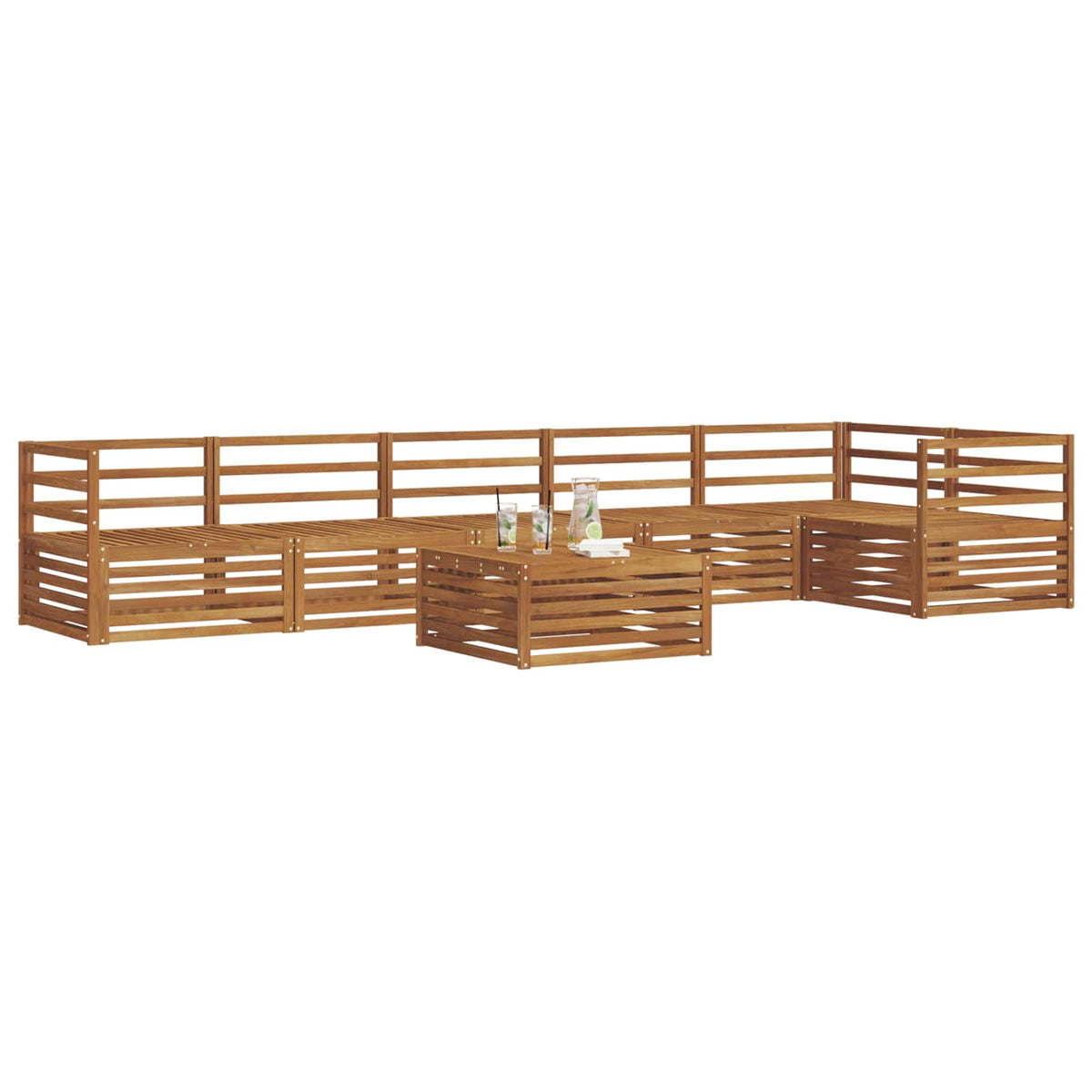 vidaXL Buiten bankenset 7 pcs Naturel Massief Acaciahout