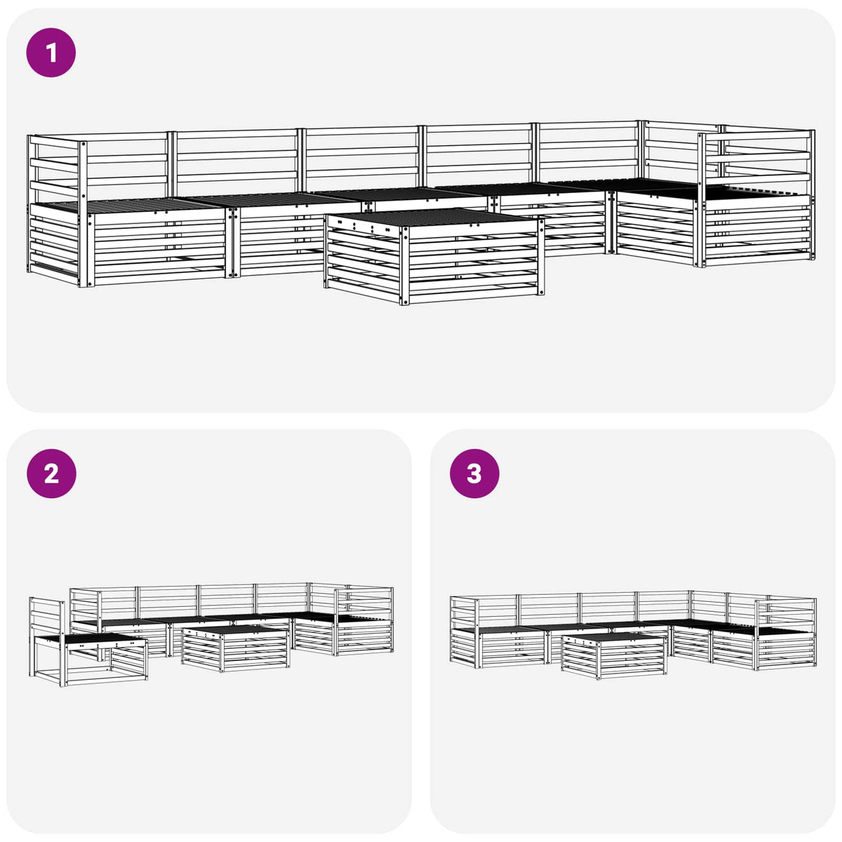 vidaXL Buiten bankenset 7 pcs Naturel Massief Acaciahout