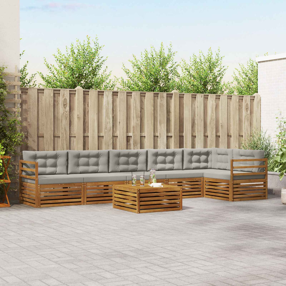 vidaXL Buiten bankenset 7 pcs Naturel Massief Acaciahout