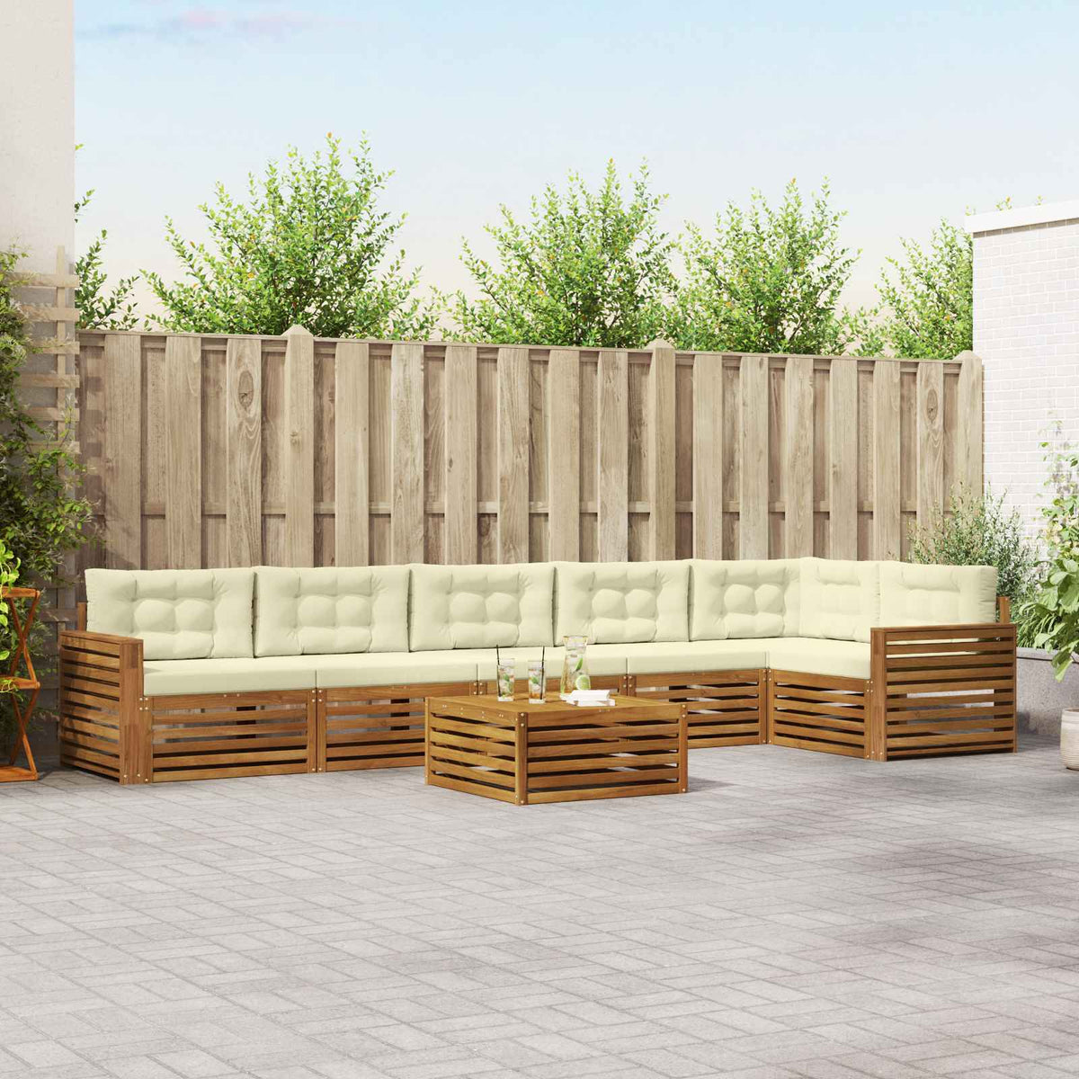 vidaXL Buiten bankenset 7 pcs Naturel Massief Acaciahout