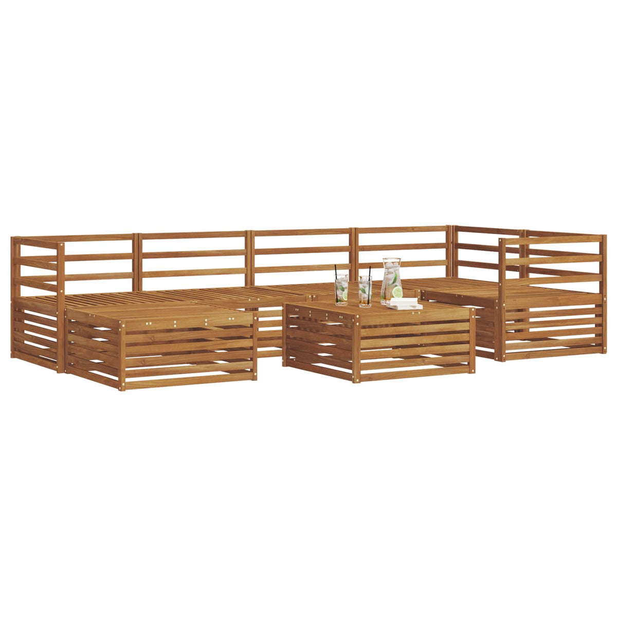 vidaXL Buiten bankenset 7 pcs Naturel