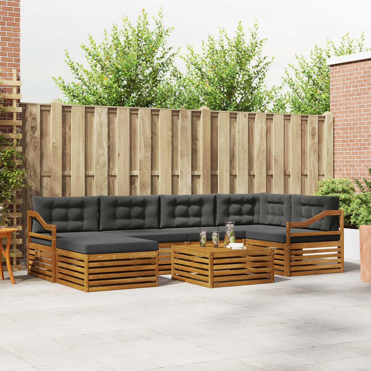 vidaXL Buiten bankenset 7 pcs Naturel