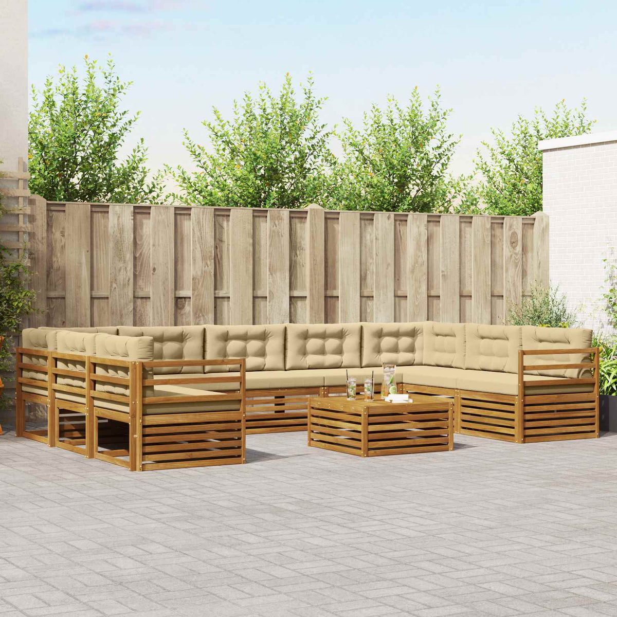 vidaXL Sofa-Sets 10 pcs Naturel Massief Acaciahout